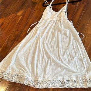 Theory White Cotton Lace-Trim Sundress